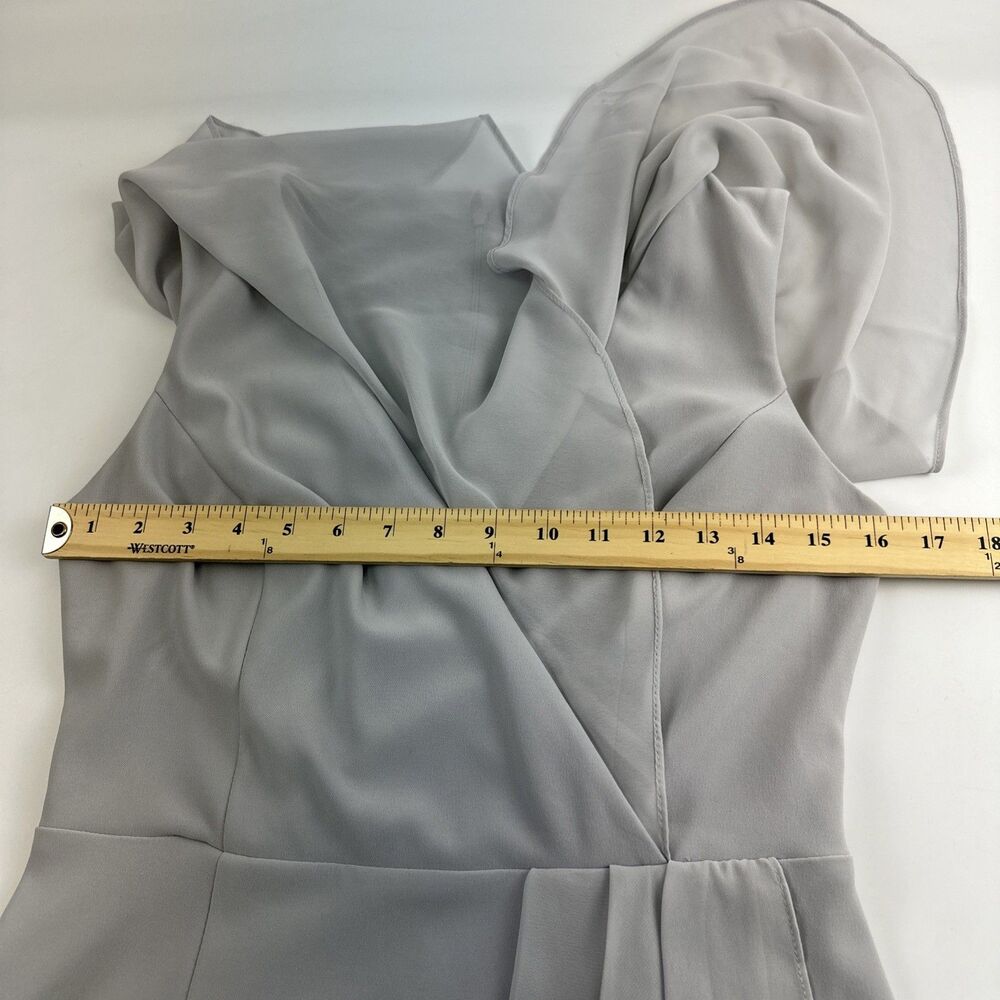 Joseph Ribkoff Dress Gray Chiffon Ruffle Shawl V-Neck Womens 4 - Picture 9 of 12